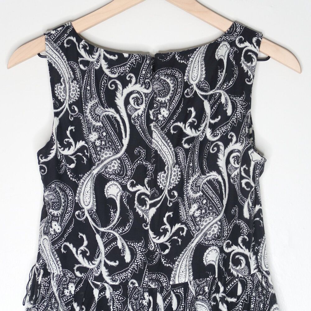 Talbots Womens Sheath Dress 4 Black White Paisley Silk Cotton Sheer Event Brunch - Picture 9 of 10